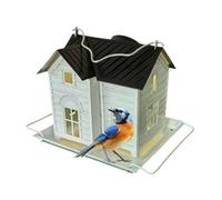 Solar Birds Feeder, Hangable Wild Bird Feeder, Metal Squirrel-Proof Parrot Food Container for Lawn, Patio, Backyard, Hangable Parakeet Feeding Station, 21x17x16cm
