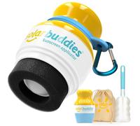 Solar Buddies Bundle Voyage Grab & Go, Clip Mousqueton & Brosse de Nettoyage - Bleu (unité) - Applicateur rechargeable à bille et éponge pour crème solaire - Enfants, adultes - 100 ml