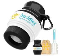 Solar Buddies Bundle Voyage Grab & Go, Clip Mousqueton & Brosse de Nettoyage - Noir intégral (unité) - Applicateur rechargeable à bille et éponge pour crème solaire - Enfants, adultes - 100 ml