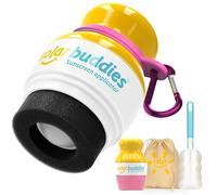 Solar Buddies Bundle Voyage Grab & Go, Clip Mousqueton & Brosse de Nettoyage - Rose (unité) - Applicateur rechargeable à bille et éponge pour crème solaire - Enfants, adultes - 100 ml