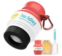 Solar Buddies Bundle Voyage Grab & Go, Clip Mousqueton & Brosse de Nettoyage - Rouge intégral (unité) - Applicateur rechargeable à bille et éponge pour crème solaire - Enfants, adultes - 100 ml