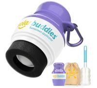 Solar Buddies Bundle Voyage Grab & Go, Clip Mousqueton & Brosse de Nettoyage - Violet intégral (unité) - Applicateur rechargeable à bille et éponge pour crème solaire - Enfants, adultes - 100 ml