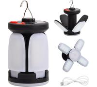 Solar Camping Lantern, Tent Lamp With 6 Lighting Modes, Foldable Lighting Camping Rechargeable Camping Light, Waterproof Led Camping Lamp For Excursions Fishing Cellar Garage Garden