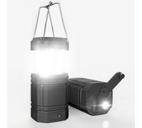 Solar Camping Lantern With Crank,Portable Ultra Bright Led Flashlight,3000mah Battery And 30-35h Battery Life,Usb Port Charging & Waterproof For Outdoors,Reading,Hiking,Emergency