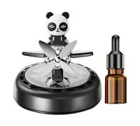 Solar Car Air Freshener, Panda Airplane Rotating Odor Eliminator, 5ml Refillable Scented, Fragrance Powered, Long-Lasting Freshness for Auto, Truck, and Van Interiors