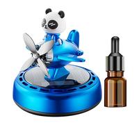Solar Car Air Freshener, Panda Airplane Rotating Odor Eliminator, 5ml Refillable Scented, Fragrance Powered, Long-Lasting Freshness for Auto, Truck, and Van Interiors
