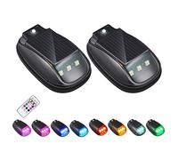 Solar Car Roof RGB Strobe Light with Remote Control, 2025 Upgrade Solar Cab Lights for Trucks, Wireless LED Strobe Lights, Wireless No Drill Roof Top Marker Lights, LED Clearance Light(2pc)