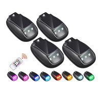 Solar Car Roof RGB Strobe Light with Remote Control, 2025 Upgrade Solar Cab Lights for Trucks, Wireless LED Strobe Lights, Wireless No Drill Roof Top Marker Lights, LED Clearance Light(4pc)