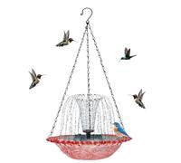 Solar Cascade Hanging Bird Bath Fountain | Outdoor Hanging Bird Bath with Solar Fountain, for Hummingbird Parrot Parakeet Patio Balcony Courtyard Fences