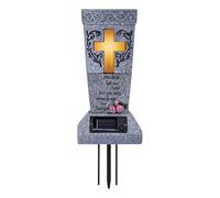Solar Cemetery Grave Vase, Gravestone Decor, Solar Powered Lighted Memorial with Spikes, 5.12x5.31x12.99 inches, Outdoor Graveyard Decoration for Yard, Gravesite, Accessories