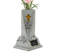 Solar Cemetery Vase for Grave - Illuminated Solar Cemetery Grrave Flower Vaase | Hand-Painted Cemeterry Decorative Statue Vase | Memorial Vasee ideal for Garden, Cemeteryy, Lawn & Courtyard Décor