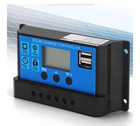 Solar Charge Controller,Regulateur Panneau Solaire,30A12V 24V Auto Solar Charge Controller PWM Controllers Adjustable LCD Display with Dual USB Port(30A)