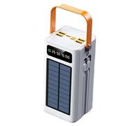Solar Charger, Portable Battery Pack, External Energy Bank, Fast Charge Support, Built-in Cables and Light, Ideal for Outdoor Use, 6.3x3.35x1.2 inches, Black White Color, 1 Piece