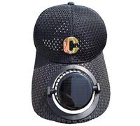Solar Charging with Fan Cap Summer Extended Brim Mesh Breathable Sunscreen Couple Sunshade Tongue (Black, One Size)