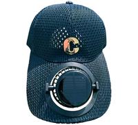 Solar Charging with Fan Cap Summer Extended Brim Mesh Breathable Sunscreen Couple Sunshade Tongue (Navy, One Size)