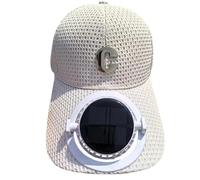 Solar Charging with Fan Cap Summer Extended Brim Mesh Breathable Sunscreen Couple Sunshade Tongue (White, One Size)