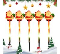 Solar Christmas Pathway Lights - Solar Christmas Lights Outdoor Garden | 5 Pieces Waterproof Santa Claus for Holiday Decoration Energy Saving LED Solars Powered Light Home Use, 41x4x4cm