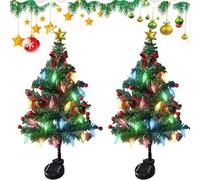 Solar Christmas Tree Lights Holiday Decorations, 2026 New Solar Christmas Trees Lights Outdoor Decoration Waterproof, forOutdoor Courtyards, Gardens, Lawns, Small Path (2pc*Strawberry)