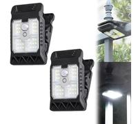 Solar Clip On Lights Outdoor, USB & Solar Powered Motion Sensor Clip Lights, Waterproof Portable Solar Light with Motion Sensor, for Garage, Garden, Home, Fence (2PCS)