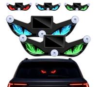 Solar Demon Eye LED Car Window Light, Dynamic Wireless Ambient Glow for Rear Glass, Solar Devil Eye LED Window Lights with Strong Suction Mount，E+F