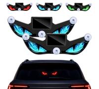 Solar Demon Eye LED Car Window Light, Dynamic Wireless Ambient Glow for Rear Glass, Solar Devil Eye LED Window Lights with Strong Suction Mount，E*2