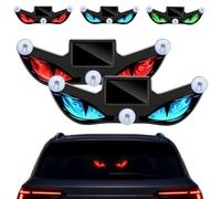 Solar Demon Eye LED Car Window Light, Dynamic Wireless Ambient Glow for Rear Glass, Solar Devil Eye LED Window Lights with Strong Suction Mount，D+E