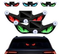 Solar Demon Eye LED Car Window Light, Dynamic Wireless Ambient Glow for Rear Glass, Solar Devil Eye LED Window Lights with Strong Suction Mount，D+F
