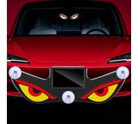 Solar Demon Eye LED Car Window Light, Wireless No Drill Devil Eyes Warning Light for Windshield Rear Window, USB Rechargeable, Vibration & Light Sensor, 5 Modes, Waterproof for SUV Truck Van (#D)