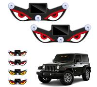 Solar Devil Eyes LED Car Window Light, Solar and USB Powered Devil Eyes Warning Lights with Vibration & Light Sensor, for Cars Windshield Rear Window, Animated Neon Accent Lamp Decor Gifts (#B-2pcs)