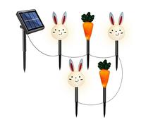 Solar Easter Bunny Lights - Outdoor Waterproof LED Garden Stakes, Bunny Carrot Decor | Solar Powered Path Lights, Cute Courtyard Lighting for Lawn Porch Driveway Walkway Holiday Decoration