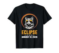 Solar Eclipse 2026 Chat Espagne Portant des Lunettes d'éclipse Solaire T-Shirt