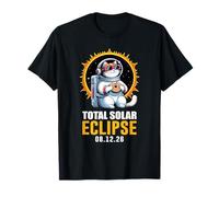Solar Eclipse 2026 Chat Portant des Lunettes d'éclipse Solaire T-Shirt