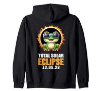 Solar Eclipse 2026 Grenouille Portant des Lunettes d'éclipse Solaire pour Enfants Sweat à Capuche