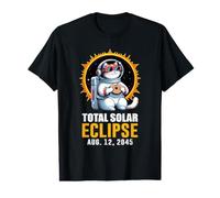 Solar Eclipse 2045 Chat drôle Portant des Lunettes d'éclipse Solaire T-Shirt Graphique avec Valeur