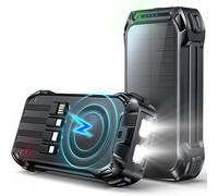 Solar External Battery 26800mah, Pd 30w Usb C Power Bank Quick Charge With 4 Integrated Cable, 3 Port (1 Usb & 1 Type-C), 15w Wireless Charging, Flashlight, Solar Charger For Phone