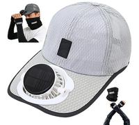 Solar Fan Hat USB Rechargeable - 3-Speed Cooling Baseball Cap Men Women | Outdoor Sun Hat Gardening Fishing Hiking (Light Gray,600mAh)