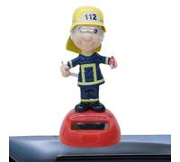 Solar Firefighter Toy - 10cm Cute Shaking Head Figure, Eco-Friendly ABS Solar Powered Car, Creative Desk Ornament | Educational Sun Energy Automobile Model for Kids Adults Birthday Gift