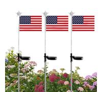 Solar Flag Lights, Patriotic Garden Lamp Set, 25.2 inch LED Outdoor Decor with Waterproof Build, Bright Yard Path Illumination Stake Light, USA Theme Display Design, Lawn Patio Holiday Use