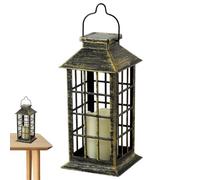 Solar Flameless Candle Lanterns - Waterproof Hanging Metal Light, Garden Solars Lamp Decoration, Outdoor Candles Style Lantern | Suitable For Balcony Patio Pathway Table Fence Tree Ambience Lighting