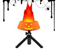 Solar Flickering Fence Flame Lights - Decorative Pumpkin Flame Lamp | Realistic Desktop Ornament | Festive Home Yard Display Design | Garden Theme | Bar Nightclub Holiday Accent, Seasonal Party