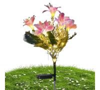 Solar Flower Lights, Artificial Lily Lamp, Garden Tool with Classic Style, Lights for Patio Yard, Nature Aid, Practical Support for Wedding Balcony Walkway Park Terrace Outdoor Holiday Celebration