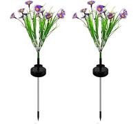 Solar Flower Lights Outdoor, Waterproof LED Daisy Flowers Solar Stake Decorative In-Ground Lights 2Mode for Garden Landscape Yard Pathway Wedding Party (White, 2Pack)