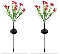 Solar Flower Lights Outdoor, Waterproof LED Daisy Flowers Solar Stake Decorative In-Ground Lights 2Mode for Garden Landscape Yard Pathway Wedding Party (Red, 2Pack)