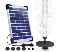 Solar Fontaine de Jardin Solaire, Batterie intégrée, débit 500 l/h, avec 6 Buses et Planche Flottante pour Petit étang, Bain d'oiseaux, Poissons et décoration de Jardin 5,5 W