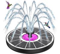 Solar Fountain 3.5W, Outdoor Floating Solar Pond Pump No Battery, 2025 Solar Fountain Glass with 7 Nozzles & 4 Fixed Rods for Bird Bath Aquarium Garden Fountain (White)