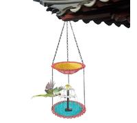 Solar Fountain Dish - Durable Ceramic Vessel, Integrated Pump Aerator, Decorative Floating Bubbler | External Liquid Basin for Backyard Porch Deck Railing Finch Bluebird Starling Outdoor Sanctuary