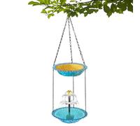 Solar Fountain Dish - Durable Ceramic Vessel, Integrated Pump Aerator, Decorative Floating Bubbler | External Liquid Basin for Backyard Porch Deck Railing Finch Bluebird Starling Outdoor Sanctuary