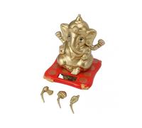 Solar Ganesha Elephant God Statues for Car Dashboard Home Decor Crafts Gold