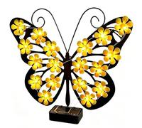 Solar Garden Lights - Metal Art LED Wall Decor, 22x24cm Cute Butterfly Solar Lights for Yards, Weather-Resistant Iron Frame with Automatic Sensor, Exterior Lighting Piece for Illuminating Walkways