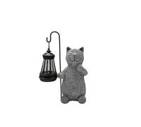 Solar Garden Statue Cat Statue - Garden Art with Solar Lantern for Cat Lovers in Patio, Balcony, Yard, Lawn - Unique Housewarming Gift for Garden Mom